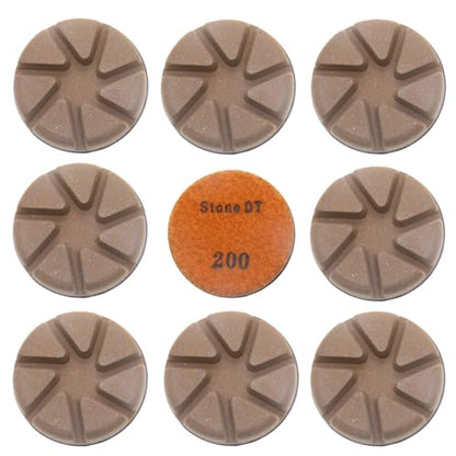 Hybrid Diamond Polishing Pucks, 3’’ Floor Grinding Pads for Hard Concrete Surface, Compatible with Ride-on/Walk-Behind Floor Grinder, Aggressive Ceramic Bond, 200#, 9PCS - style: 200# 9PCS