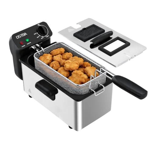 OSTBA Electric Deep Fryer with Basket, 3.2QT Stainless Steel Countertop - size: 3.2QT