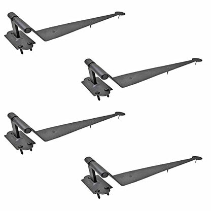 Renovators Supply Manufacturing Pack of 4 Black Cast Iron Pintle Strap Hinges 11-3/4 Inch Offset Lift Off Shutter Gate Door Hardware RSF Rustic Colonial Reversible Hinges with Screws - size: Pack of 4