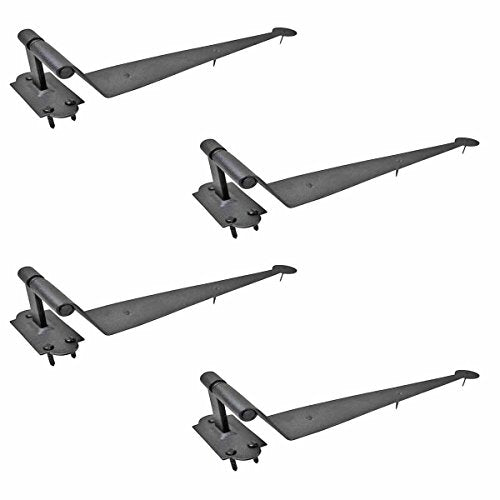 Renovators Supply Manufacturing Pack of 4 Black Cast Iron Pintle Strap Hinges 11-3/4 Inch Offset Lift Off Shutter Gate Door Hardware RSF Rustic Colonial Reversible Hinges with Screws - size: Pack of 4