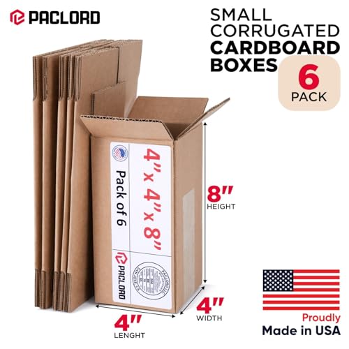 Tall Cardboard Boxes 4"L x 4"W x 8"H (Pack of 6) - USA-Made Packing Boxes for Moving, Shipping, or Storage - USPS, UPS, FedEx Approved - Professional Packing Supplies for Moving - color: Pack of 6, size: Tall 4x4x8"