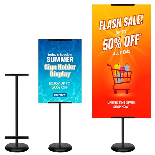 Poster Stand & Sign Holder, Single-Sided Floor Poster Board Stand with Easel Holder, 58" Adjustable Pedestal Sign Stand for Board & Foam Display at Wedding, Restaurant, Business & Events, Black - size: 1 Pack