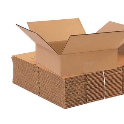 BOX USA 10103 Flat Corrugated Cardboard Box 10" L x 10" W x 3" H, Kraft, For Shipping, Packing and Moving (Pack of 25) - size: 10x10x3" (20-Pack)