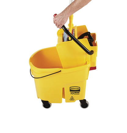 Rubbermaid Commercial Products WaveBrake 26QT Side-Press Mop Bucket, Yellow - size: 26 Qt.