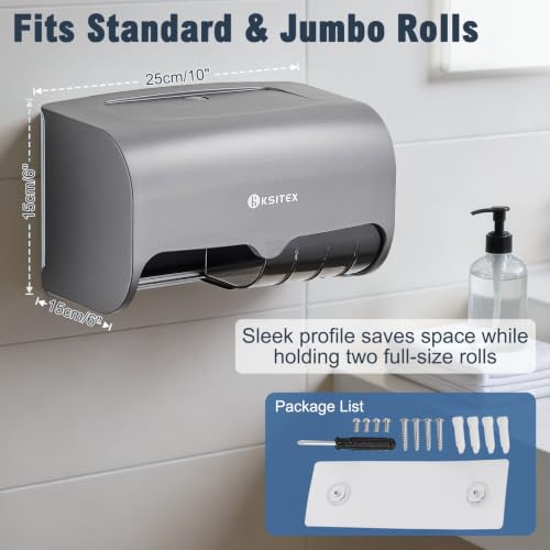 Double Toilet Paper Holder Wall Mount,Hold Two Rolls*4.5”,Gray - color: Gray