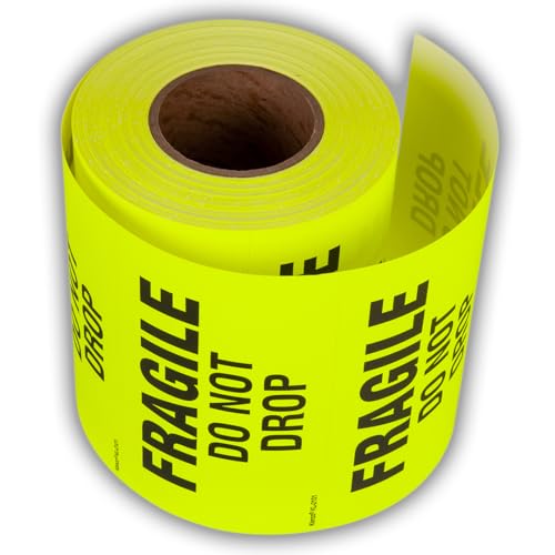 Kenco 3" X 5" Fragile Do not Drop Fluorescent Shipping Label Stickers - 500 Permanent Adhesive Labels Per Roll (10 Pack) - size: 10 PACK