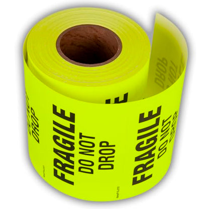 Kenco 3" X 5" Fragile Do not Drop Fluorescent Shipping Label Stickers - 500 Permanent Adhesive Labels Per Roll (10 Pack) - size: 10 PACK