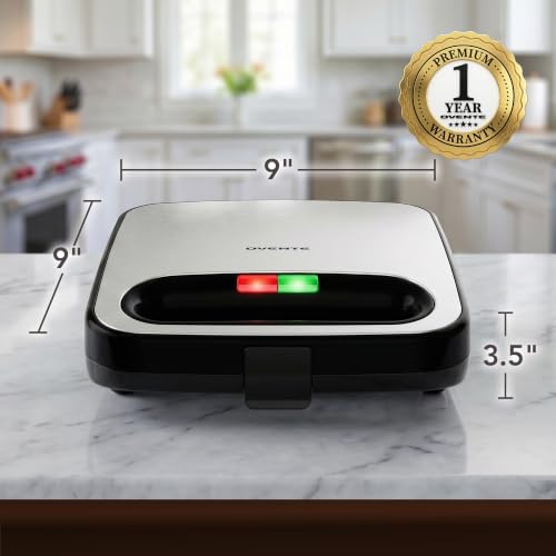 OVENTE Electric Sandwich Maker, 750W Non-Stick Plates, Black GP0401B - color: GP0401B