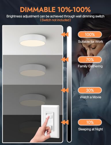11.81in Dimmable Modern White Flush Mount LED Ceiling Light Fixture - color: White, size: 11.81 inch