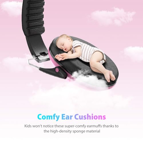 Dr.meter Noise Cancelling Headphones for Kids: SNR27.4 Kids Ear Protection - color: Pink