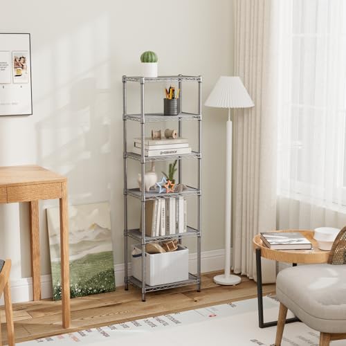 Golpart 6Tier Adjustable Storage Shelves Metal Wire Shelving Standing Shelf - color: Grey, size: 6-tier-10"Dx16"Wx63"H