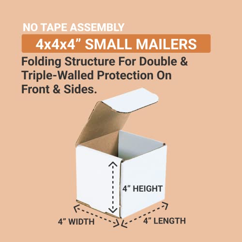 BOX USA Shipping Boxes Small 4"L x 4"W x 4"H 50-Pack - Corrugated Cardboard Box for Shipping, Mailing, Packing, Packaging and Storage - size: 4x4x4