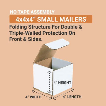 BOX USA Shipping Boxes Small 4"L x 4"W x 4"H 50-Pack - Corrugated Cardboard Box for Shipping, Mailing, Packing, Packaging and Storage - size: 4x4x4