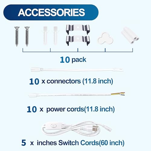 SZSKYING 10 Pack 8FT LED Shop Light, 120W 12000LM 6500K Daylight White, T8 Integrated Tube V-Shape, 96‘ Four Rows High Output, Linkable 8 Foot LED Light Fixture, Garage Lighting Plug in Non-Dimmable - size: 10 Pack