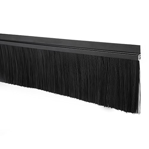uxcell Door Bottom Sweep H-Shape Aluminum Alloy Base with 3.2-inch Black Nylon Brush 39-inch x 4-inch - color: Black, size: 39.37" x 3.2"