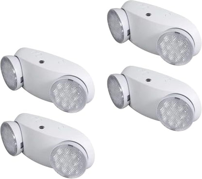 OSTEK LED Emergency Light with Adjustable Floodlight Heads, 90-Min Backup Battery, Fire-Resistant, 120-277V, UL 94V-0 Rated, for Business Use (4pack) - size: 4pack
