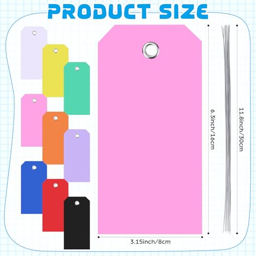 100 Pack Pink Plastic Shipping Tags with Wire Ties, 4.72 x 2.36 inches Heavy Duty Industrial Hang Tags, Blank Identification Labels for Warehouse, Inventory & Outdoor Equipment (Pink) - color: Pink