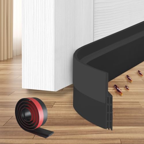 Ohuhu Door Draft Stopper, 1" Wide Adhesive Weather Stripping Seal, 39" - color: Black, size: 39"L x 2"W