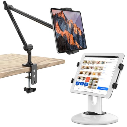 AboveTEK Retail Kiosk iPad Stand, 360 Rotating Commercial POS Tablet Stand with Aluminum iPad Holder for Desk & Bed