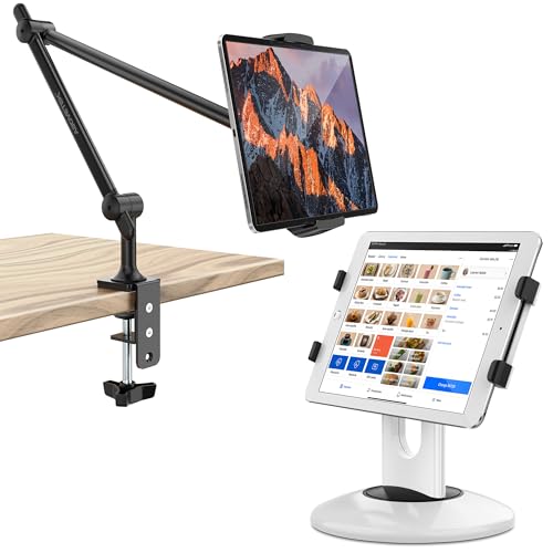 AboveTEK Retail Kiosk iPad Stand, 360 Rotating Commercial POS Tablet Stand with Aluminum iPad Holder for Desk & Bed