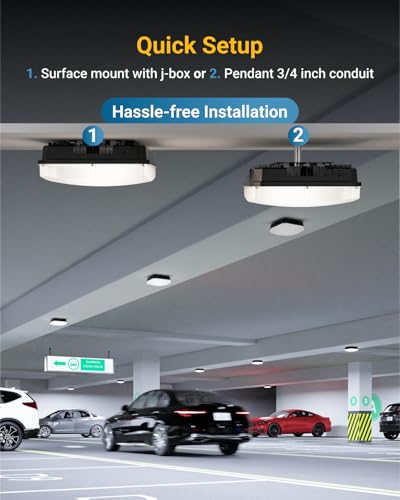 Sunco 6 Pack LED Outdoor Canopy Ceiling Light, 60W, 5000K, 8000LM Dimmable