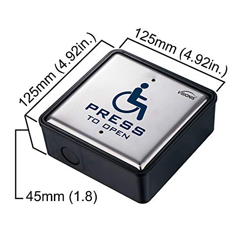 Visionis VIS-7039 Handicap Push to Exit Button, Steel, Back Box, 6 Pack - size: Pack of 6