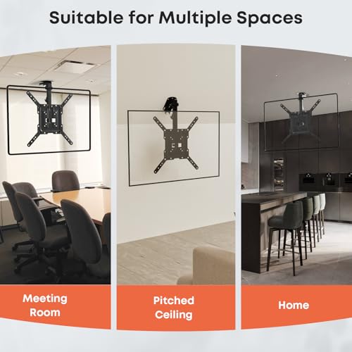 Flip Down TV Mount for Most 23'' to 55'' TVs, Manual Ceiling TV Mount