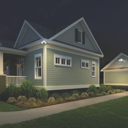 Lithonia Lighting HomeGuard 2-Light LED Outdoor Flood Lights, Dusk to Dawn - color: White, size: 2-Light, style: 1750-2750 Lumens