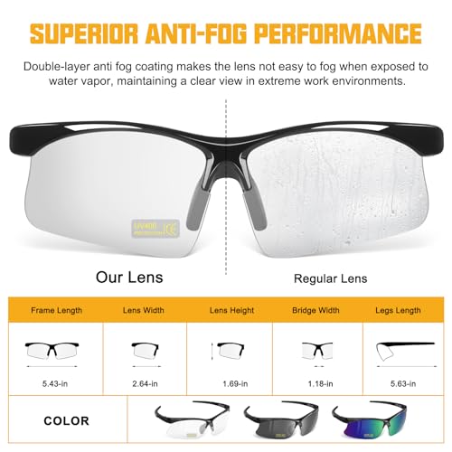OXG 12 Pack Anti Fog Safety Glasses for Men, ANSI Z87.1 Protective Eyewear - color: Clear With Straps