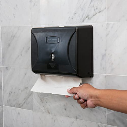Mind Reader Paper Towel Dispenser, Tri-Fold Towel Holder, Restroom, Wall Mount, Bathroom, Black - color: Black