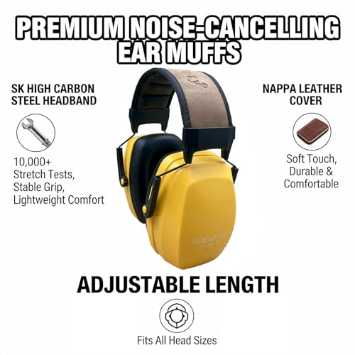 Yellow Comfortable And Durable Noise Cancelling Headphones For Men For Hunting Shooting Gun Range Mowing Adjustable