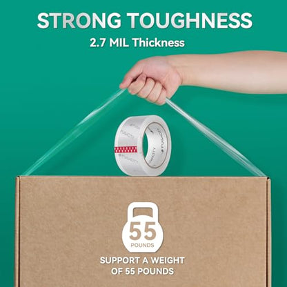 FugaCity Clearer Packing Tape Refills (24 Rolls),Heavy Duty Packaging Tape for Moving Sealing, Moving Supplies Shipping Tape,2.7 Mil Thick, 1.88 in Wide,65 Yards Per Roll,Total 1560 Yards - size: 24 Rolls 1.88 in Wide (65 yards - 2.7 mil)