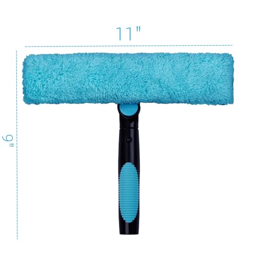 11" Window Squeegee & Microfiber Scrubber 2-in-1 Cleaning Tools