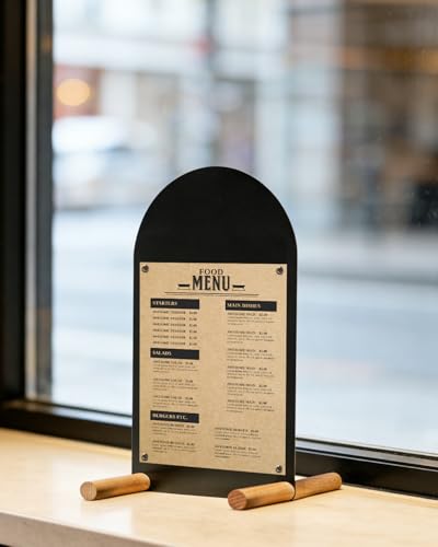 Tabletop Menu Display Stand with Writable Board and Magnetic Holders - size: A5 Vertical (12.2 × 6.7 in)
