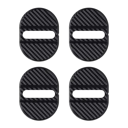 4 PCS Carbon Fiber Car Door Protector, Door Latch Lock Cover, Self-Adhesive Slam Stopper Shock Absorber, Universal Automotive Exterior Accessories for Most Cars, SUVs, Trucks (Black) - color: Carbon Fiber Black
