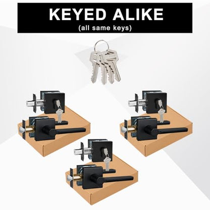 3 Sets Front Exterior Door Lock Set with Passage Lever, Keyed Alike - size: 3 Pack, style: Deadbolt+Passage Lever