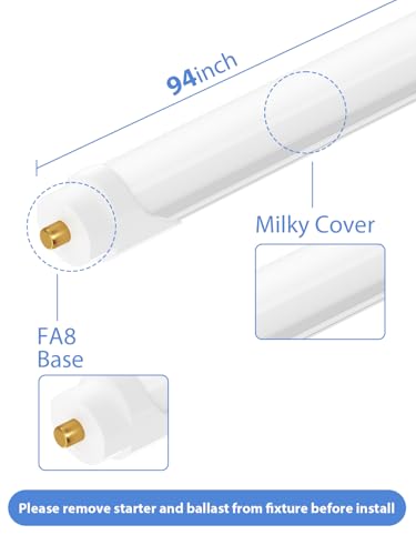 ONLYLUX 8ft LED Bulbs,24 Pack 45W 5400LM, 6000k, Milky Cover - size: 5400LM Milky 12PCS (Pack of 2)