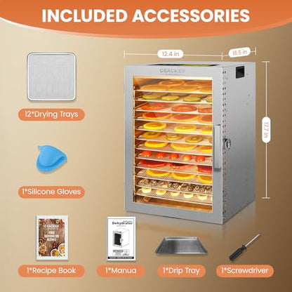 Food-Dehydrator Machine Adjustable Temperature 12 Trays 800W Food Dryer - size: 12 trays