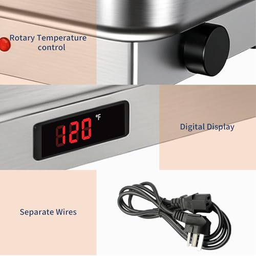 9 Qt Electric Chafing Dish Buffet Set, Stainless Steel Food Warmer with Roll Top Clear Lid, Adjustable Temperature Control, 1x1/1 and 2x2/1Size Pans, Commercial Buffet Server for Parties & Events - size: 1x1/1 and 2x2/1 Size Pan