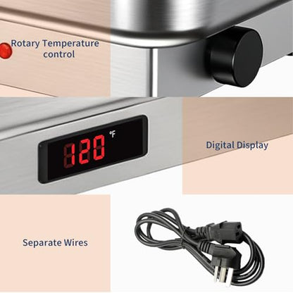 9 Qt Electric Chafing Dish Buffet Set, Stainless Steel Food Warmer with Roll Top Clear Lid, Adjustable Temperature Control, 1x1/1 Size Pans, Commercial Buffet Server for Catering, Parties & Events - size: 1x1/1 Size
