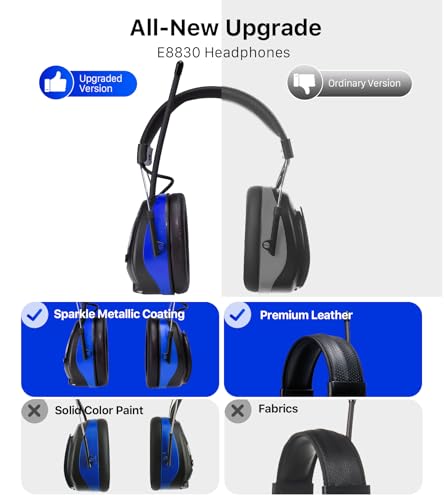Digital AM/FM Radio Hearing Protection Earmuffs, 25 dB NRR - color: Am Fm Radio + Blue
