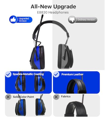 Digital AM/FM Radio Hearing Protection Earmuffs, 25 dB NRR - color: Am Fm Radio + Blue