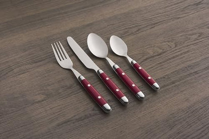 Cambridge Jubilee Red 16-Piece 18/0 Silverware Set for 4, Flatware - color: Red