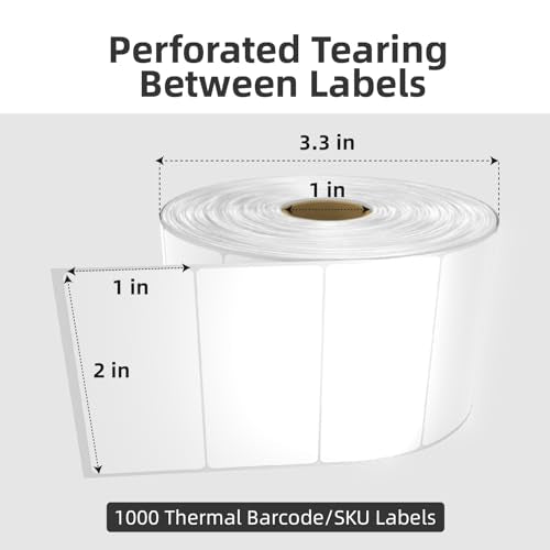 12000 2x1 Thermal Labels Roll, HUOJI 12 Rolls White Shipping Barcode Labels - color: White, size: 2x1-12 rolls