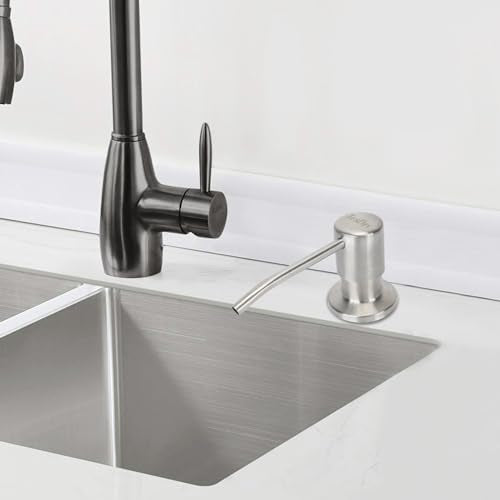 Dish Soap Dispenser for Kitchen Sink Brushed Nickel Under Sink Soap Dispenser Pump Head with 10.14 Ounce PET Soap Bottle and 1.88" Base - color: Brushed Nickel
