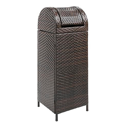 happimess Darla 24 Gal Outdoor Trash Can Swing Top, Brown - color: Brown, size: 24 Gallons