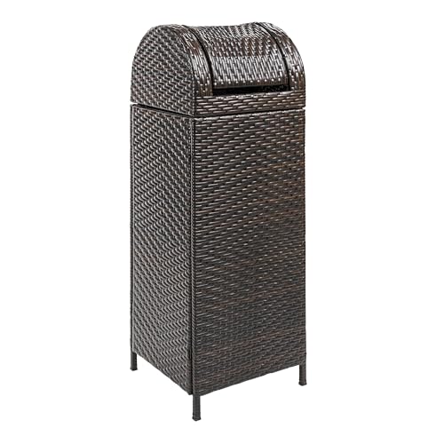 happimess Darla 24 Gal Outdoor Trash Can Swing Top, Brown - color: Brown, size: 24 Gallons