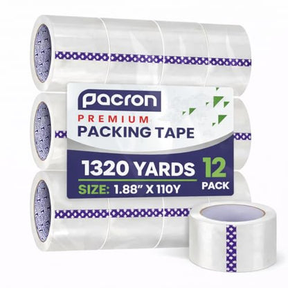 Clear Packing Tape Heavy-Duty Wrapping Tape - 55-Yard Length, Strong Adhesive Rolls for Moving Boxes, Office Packaging, Storage Organization & Warehouse Shipping (Heavy Duty (1.88 x 110), 12 Rolls) - size: 12 Rolls, style: Heavy Duty (1.88 x 110)