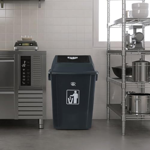 18 Gallon Large Swing Lid Trash Can, 4 Pack Plastic Garbage Can, Grey
