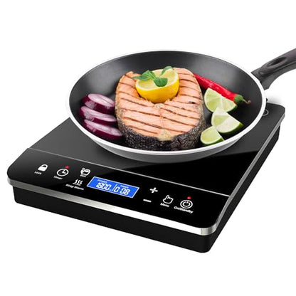 OMEO Portable Induction Cooktop Hot Plate Countertop Burner 1800 Watts Induction Burner with LCD Sensor Touch, LED Display, 10 Temperature Levels, Child Safety Lock, Auto Shutoff Function - size: Singe Burner